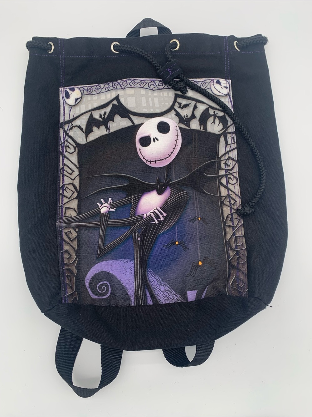Nightmare Canvas Drawstring Backpack - Black & Purple
